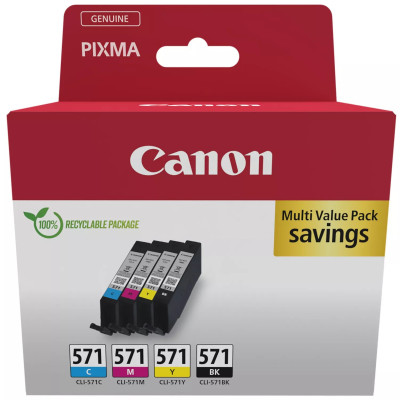 Originální inkoust Canon CLI-571 (0386C008), CMYK, 4 x 7 ml, 4-pack