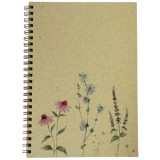 Kroužkový blok Donau A5, čtverečkovaný - mix designů rostlin, 80 listů