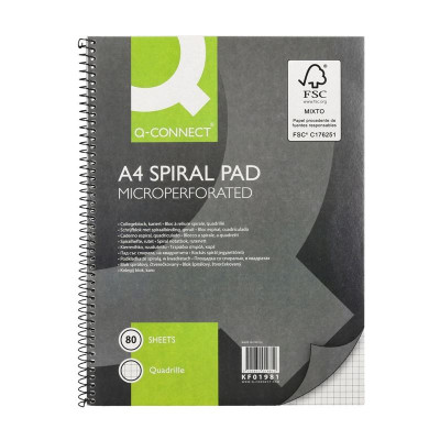 Kroužkový blok Q-Connect A4, čtverečkovaný - 80 listů