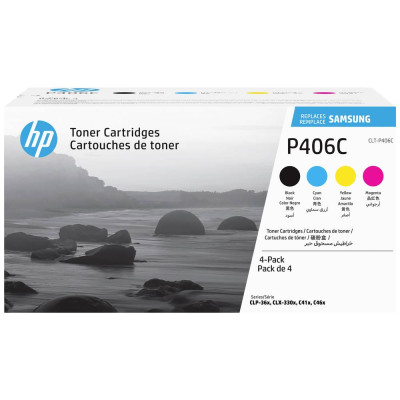 Originální toner Samsung CLT-P406C (SU375A), CMYK, 3 × 1000 + 1500 stran, 4-pack